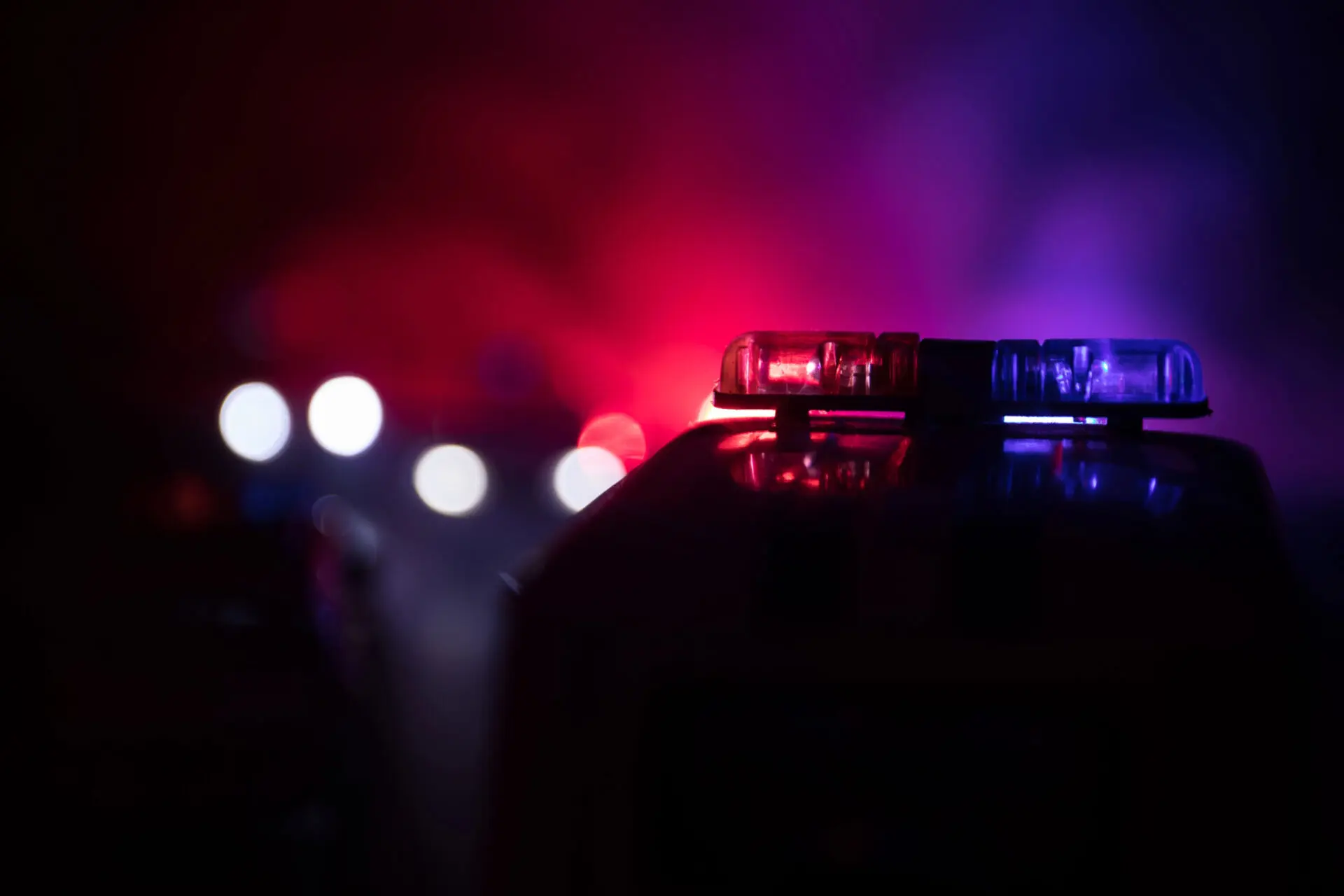 Blurred police lights