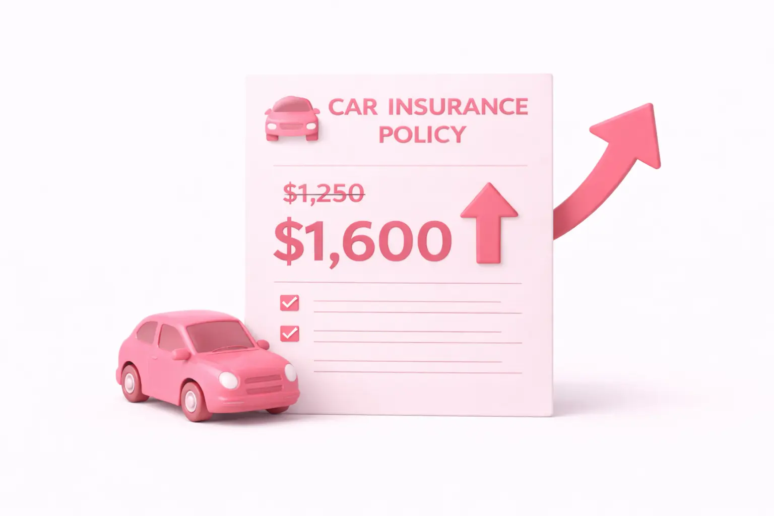 3D image of car insurance premium increasing